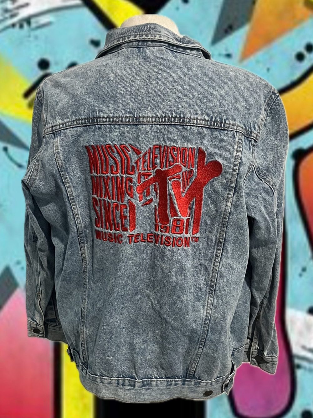 MTV Light Blue Denim Jacket with Red Logo Patch